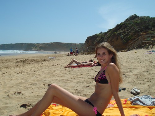 Ik zomaar op een breed Australische strand!