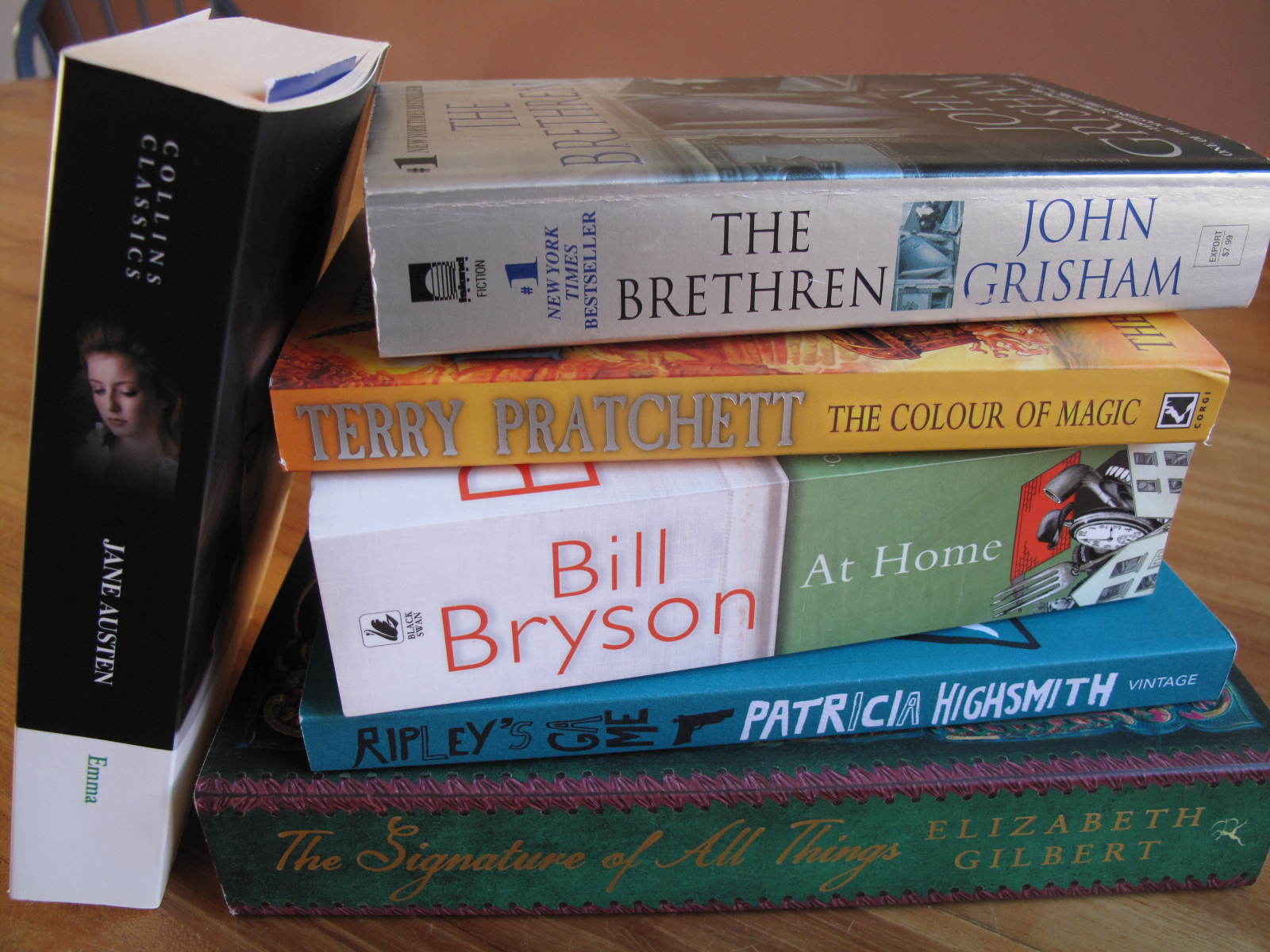 Boeken lezen, Bill Bryson, John Grisham, Mr Ripley, Jane Austen