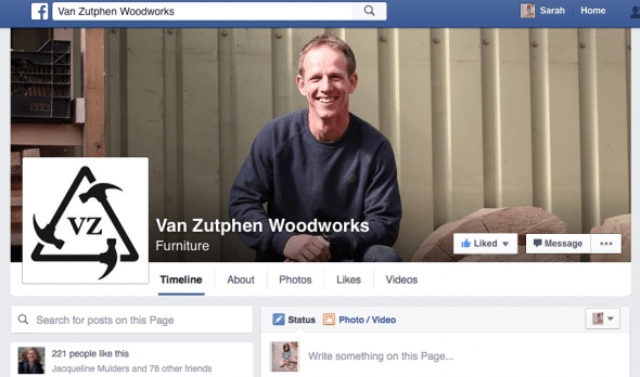 Van Zutphen Woodworks Facebook
